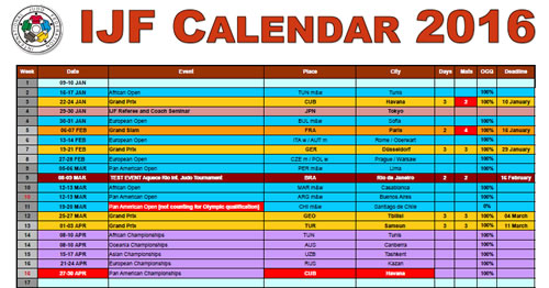 CALENDARIO IJF 2016